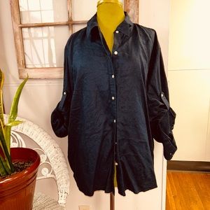Navy blue Lauren by Ralph Lauren linen button down